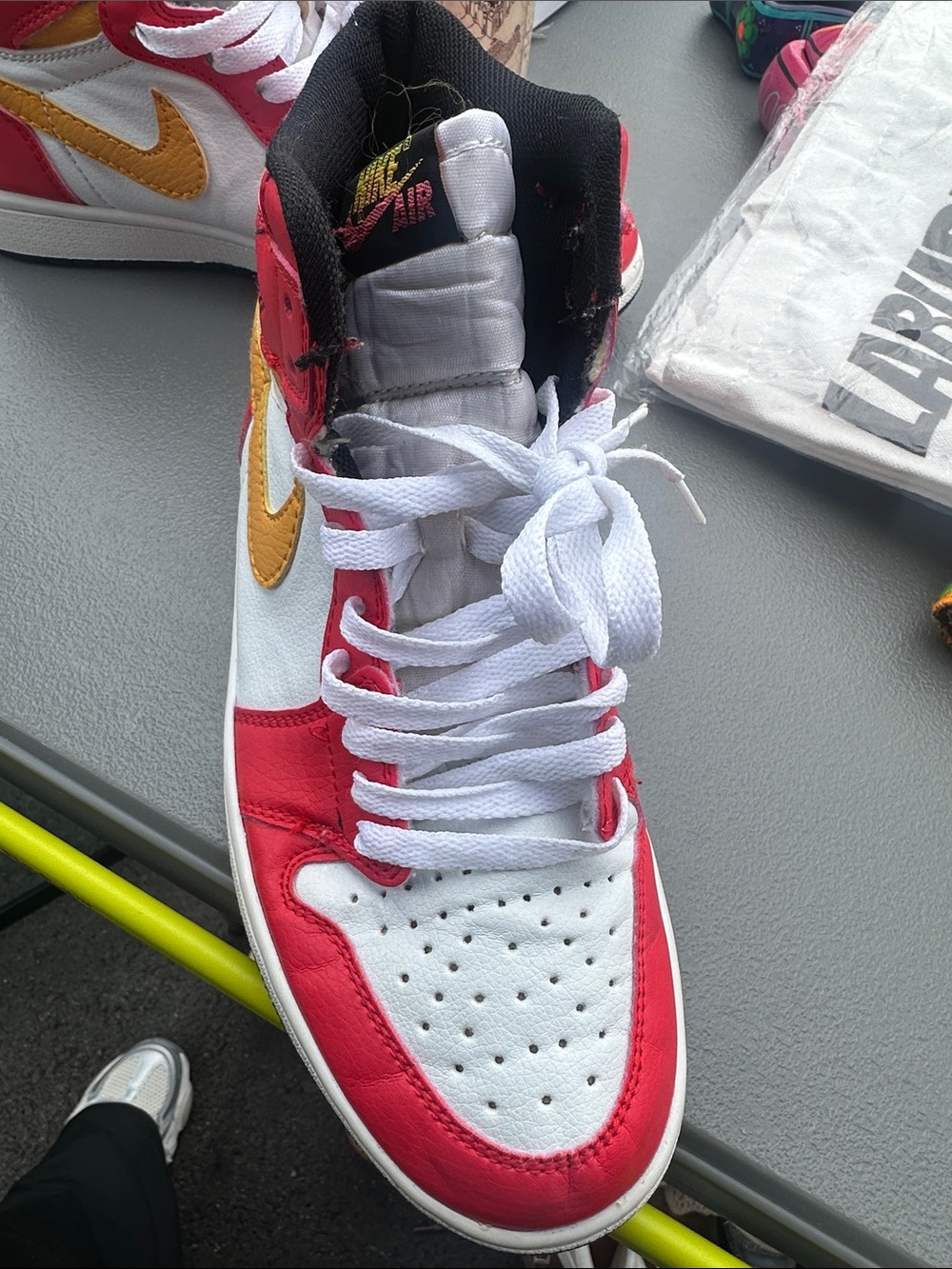 Nike High-Top Sneakers in White, Red & Yellow - Picture 9 of 11